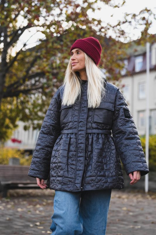 Shiny Quilt Midi Jacket W. Flare Phantom 