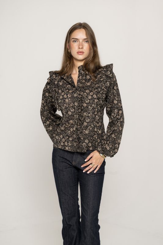 Maya Blouse Beige Botanic