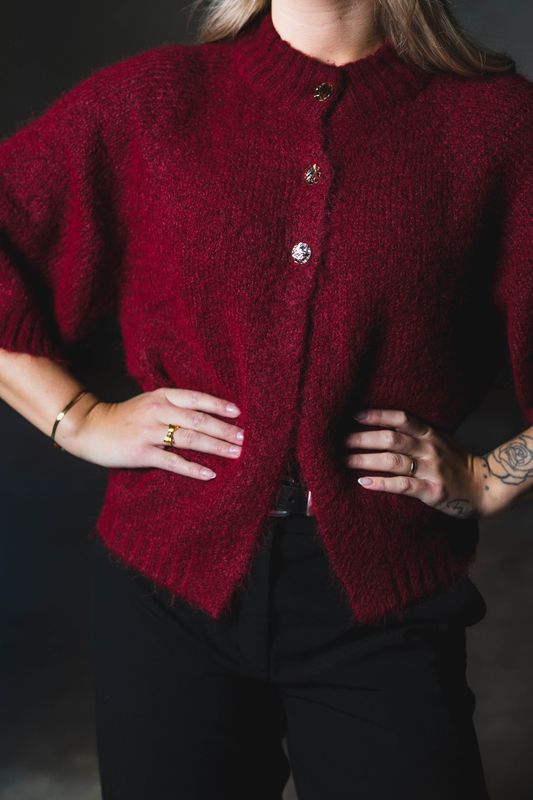 Benuta Fluffy Knit Cardigan Dark Red 