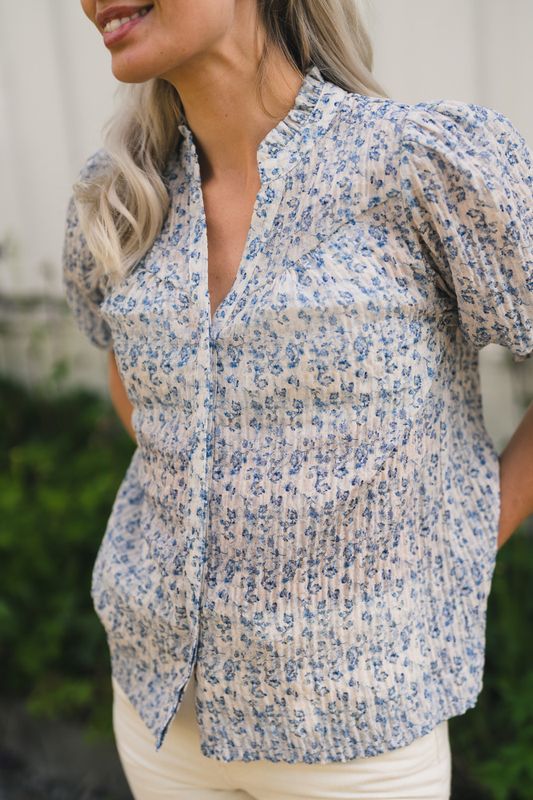 Diana Misty Floral Blouse Blue 