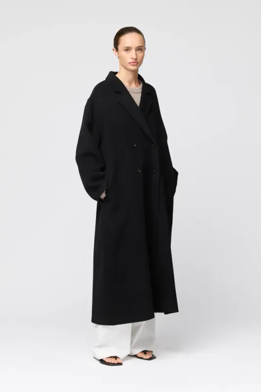 Double Wool Lounge Coat Jet Black 