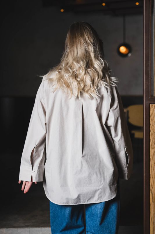 Derris Shirt Old Beige Thin Stripe 