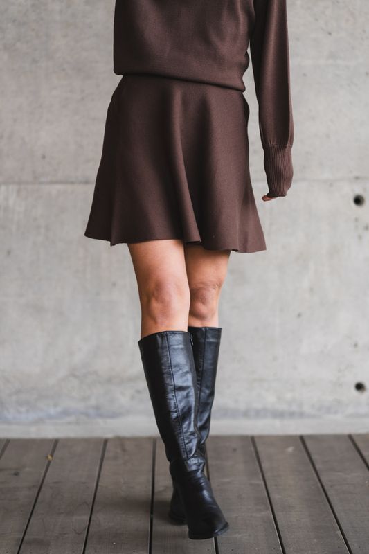 Fonny HW Knit Skirt Chocolate Brown