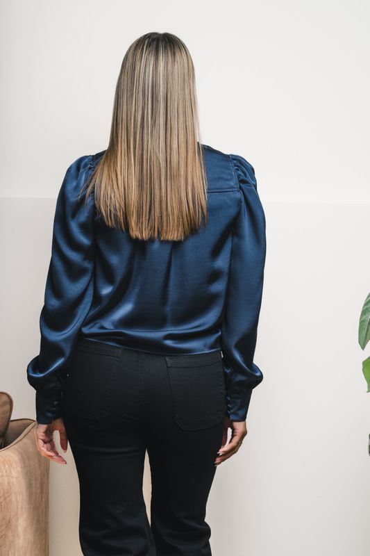 Rosslyn Heavy Sateen Blouse Midnight Blue 