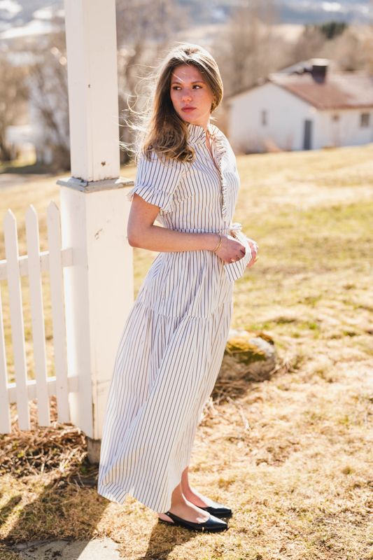 Nellie Wide Stripe Dress Ivory 