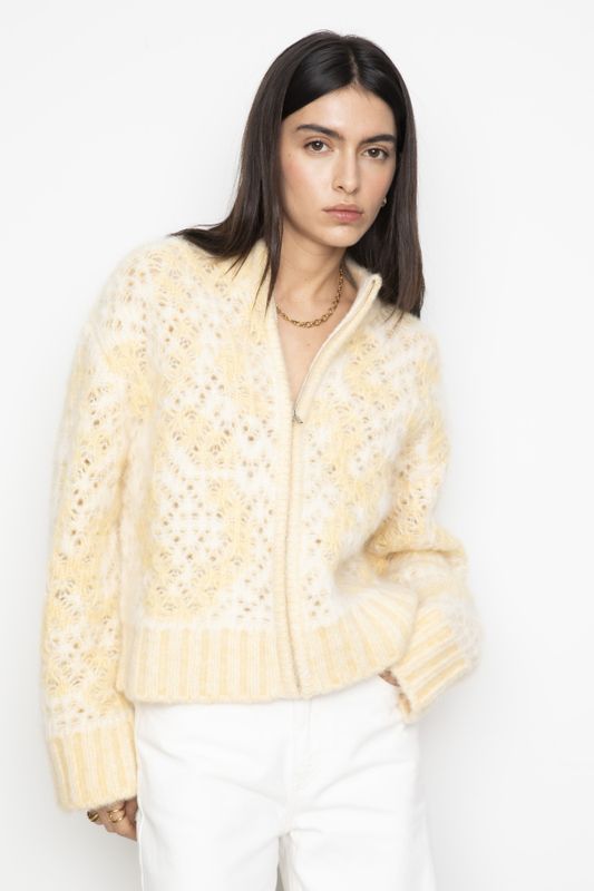 Briana Zip Knit Light Yellow 