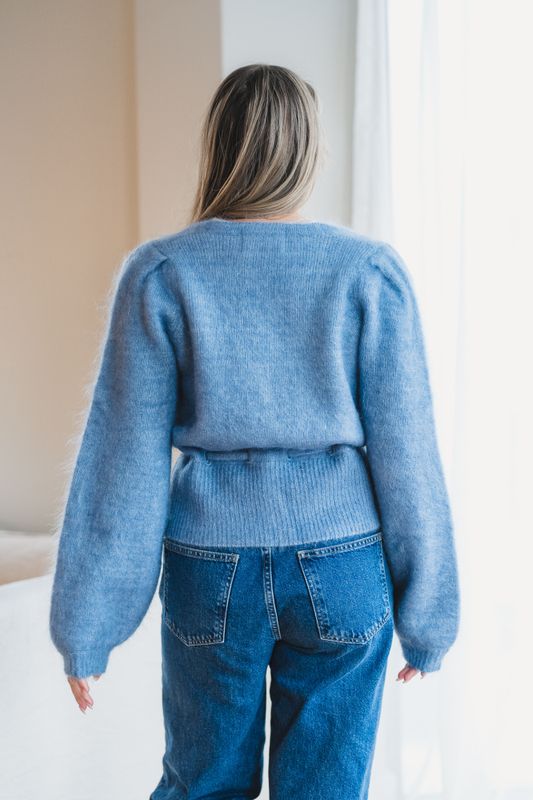 Malin Chunky Cardigan Denim Blue 
