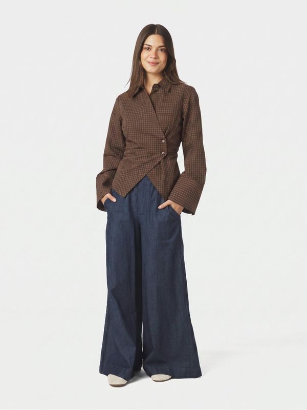 Fenli Small Check Shirt Aubergine