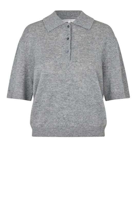 Longo SS Knit Collar Mid Grey Melange 