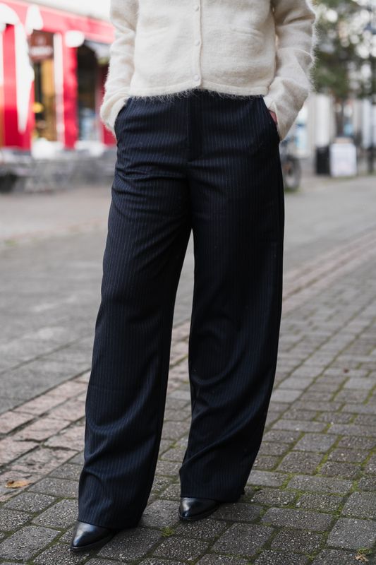 Nathalie Slim Pinstripe Pants Dark Navy 