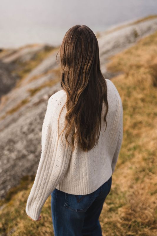 Anda Cable Knit Blouse Ivory 