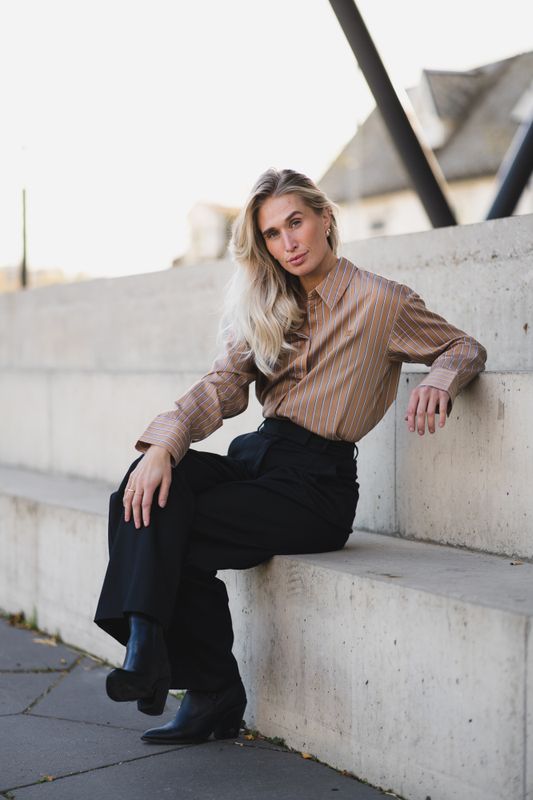 Lume Shirt Cognac Stripe 