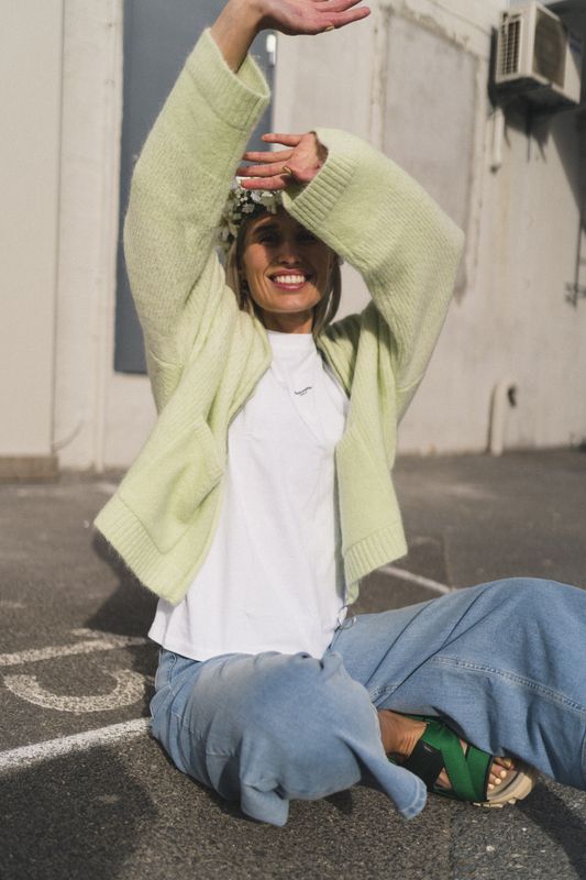 Tine Knit Cardigan Light Green 