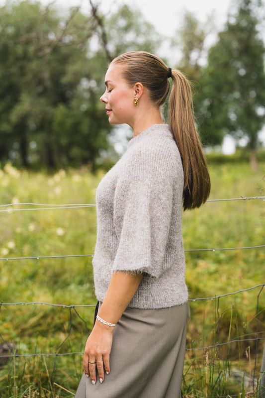 Bandi Fluffy Knit Blouse Beige Melange 