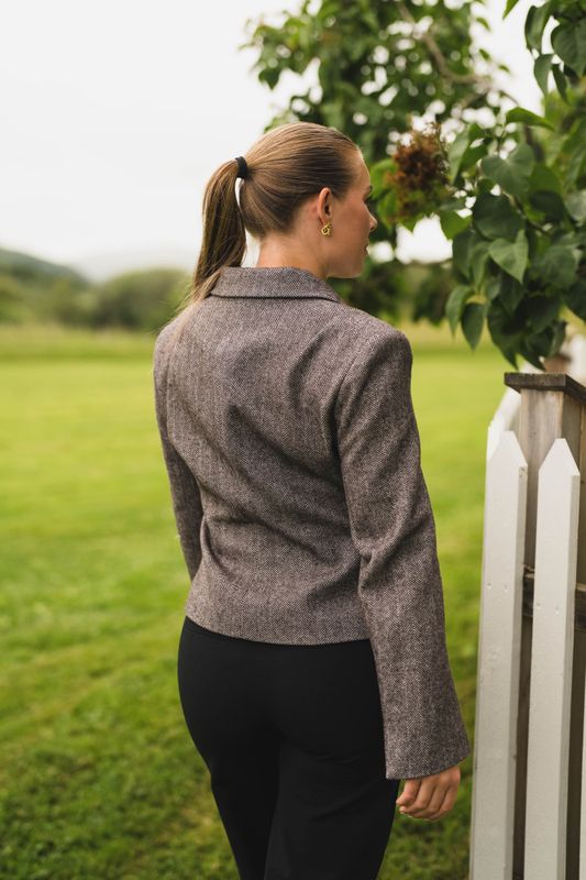 Valia Herringbone S Blazer Dark Brown 