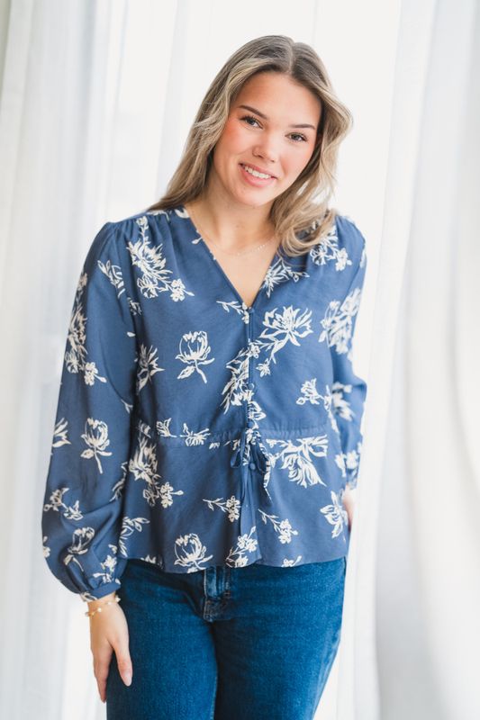 Andena Amabella Shirt Vintage Indigo Flower 