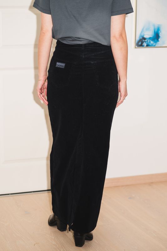 Washed Corduroy Long Skirt Black 