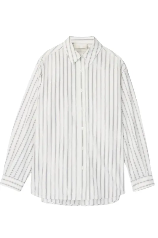 Poplin Workwear Shirt White/Black/Grey Pinstripe 