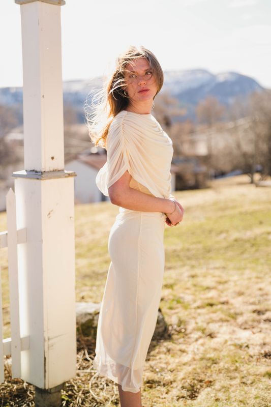 Tottuna Long Drapy Mesh Dress Light Yellow 
