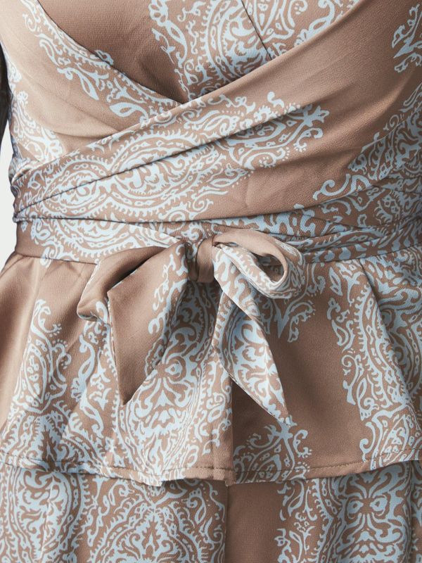Rista Paisley Drop Blouse Dark Taupe/Light Blue 