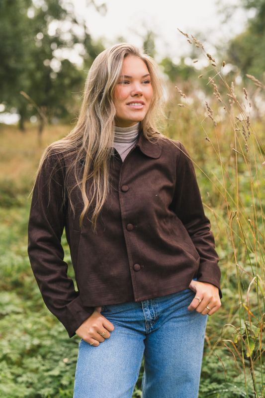 Nilo Faux Suede Jacket Dark Brown 