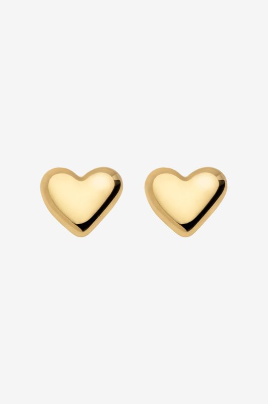 The Pebble Heart Studs Gold 