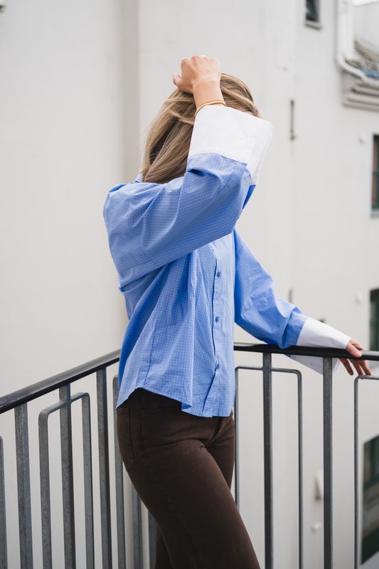 Elona Check Cuff Shirt Pale Blue 