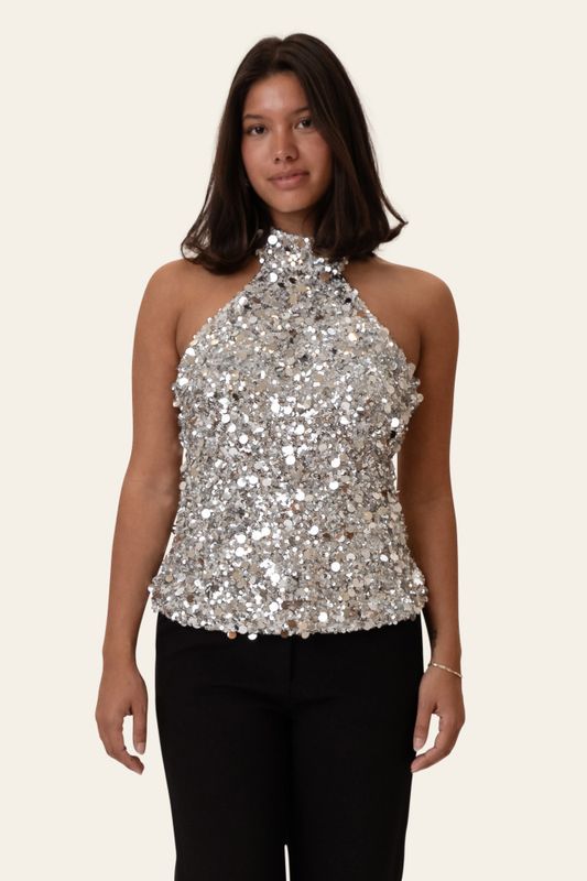 Emilyic Top Silver Sequin