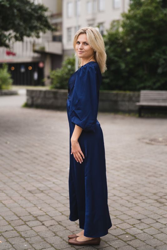 Thea 3/4 Long Dress Evening Blue 
