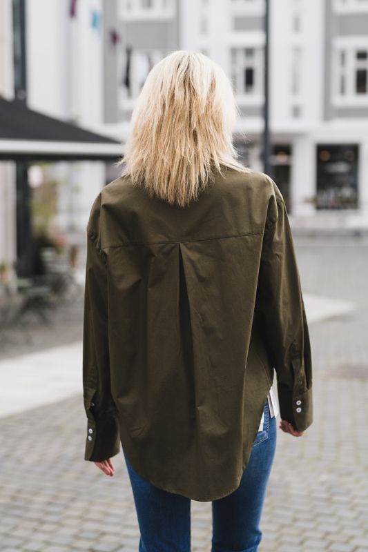 Caryn Poplin Khaki Dark Forest