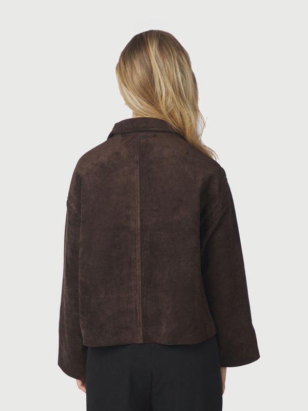 Titan Faux Suede Leather Jacket Dark Brown 