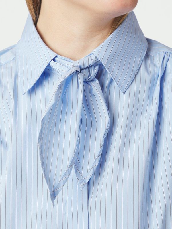 Rochelle Scarf Fine Stripe Shirt Light Blue 