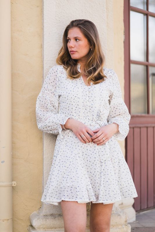 Birgitte Print Flower Dress Offwhite 