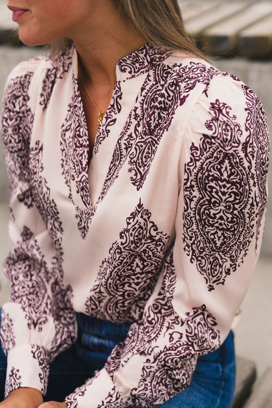 Rosslyn Paisley Drop Blouse Burgundy