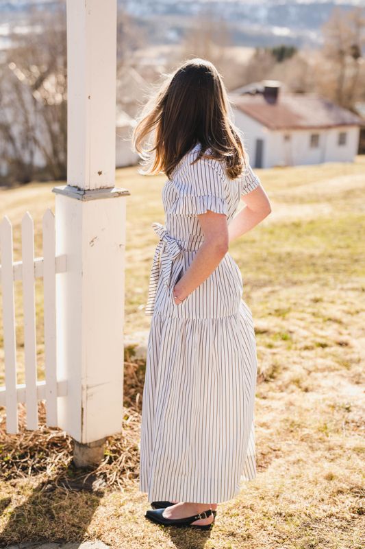 Nellie Wide Stripe Dress Ivory 