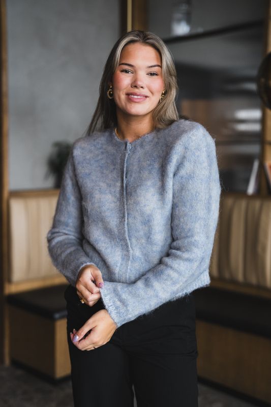 Hairy Knit Jacket Sky Blue 