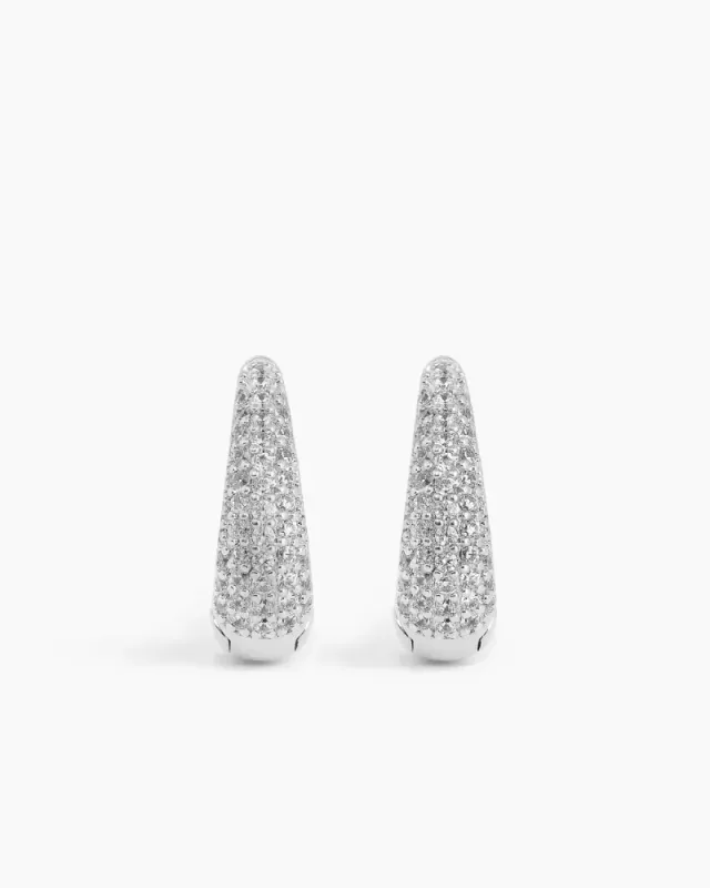 Pavé Ellipse Earrings Silver 