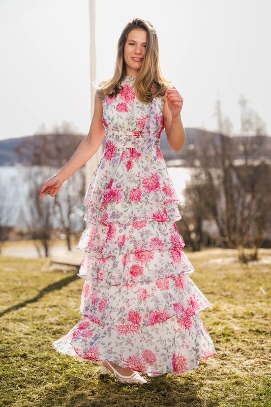 Marli Big Flower Dress Creme 