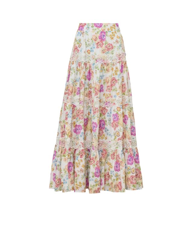 Cotton Slub Maxi Skirt Flora 