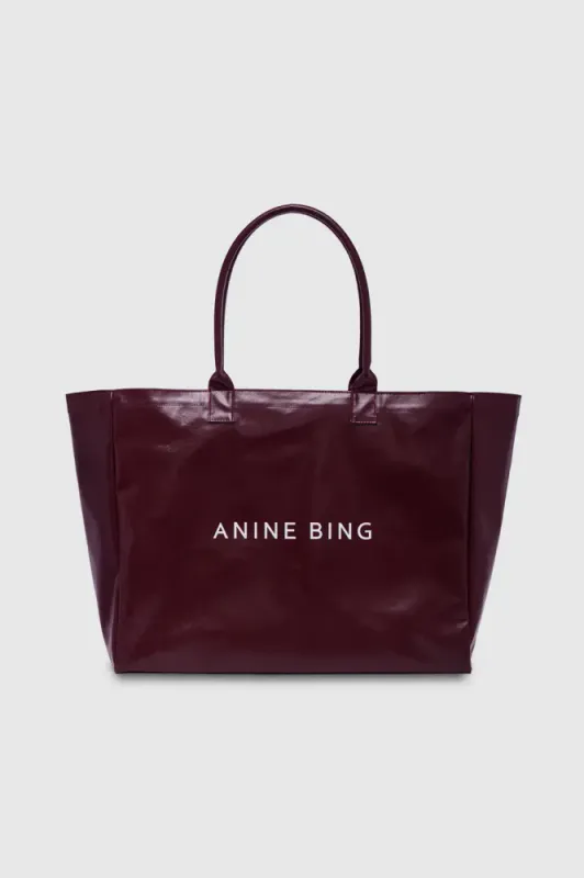 Leo Coated Canvas Tote Fig Burgundy 