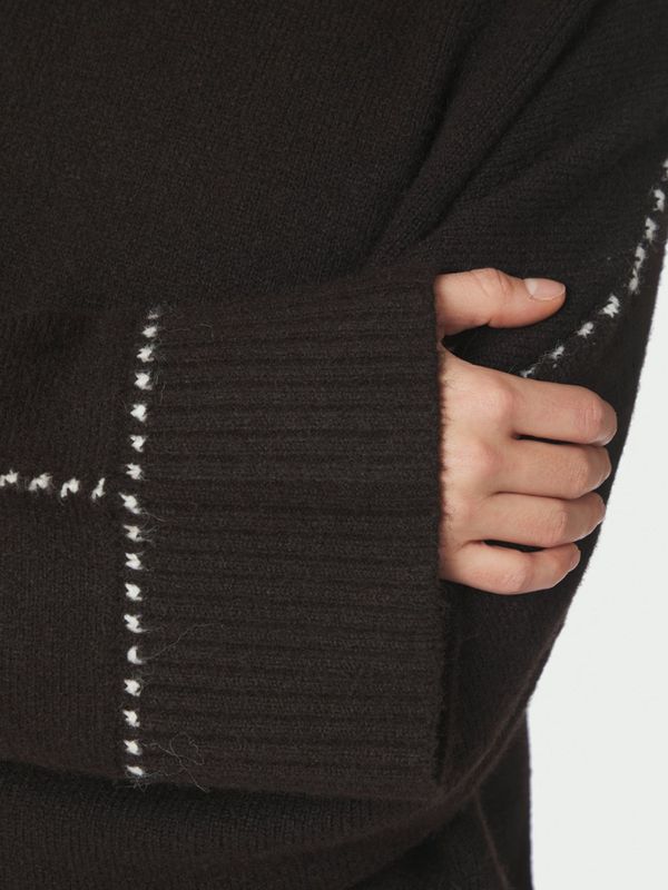 Roeme Knit Stitch Blouse Dark Brown 