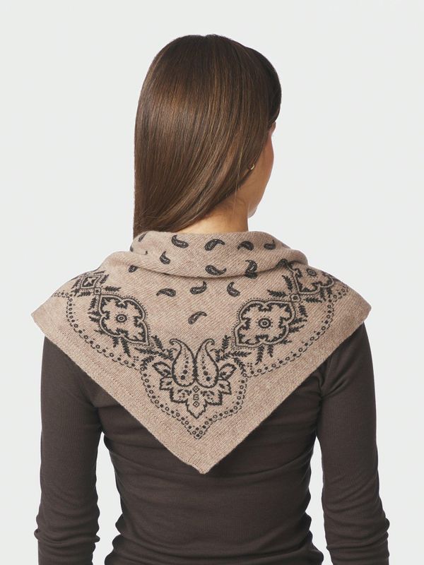 Adelina Paisley Knit Scarf Beige Melange  
