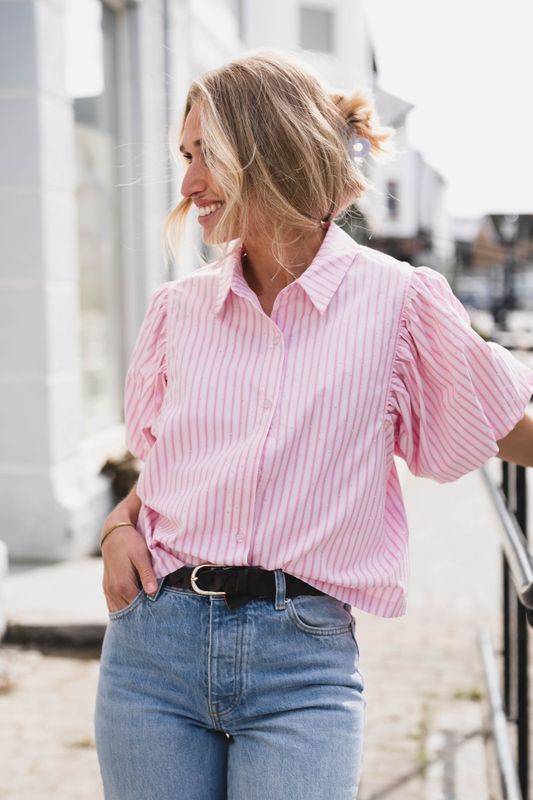 Etta Soft Stripe Stone Shirt Light Pink 
