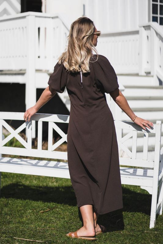 Bomba Structure Solid Dress Dark Brown 