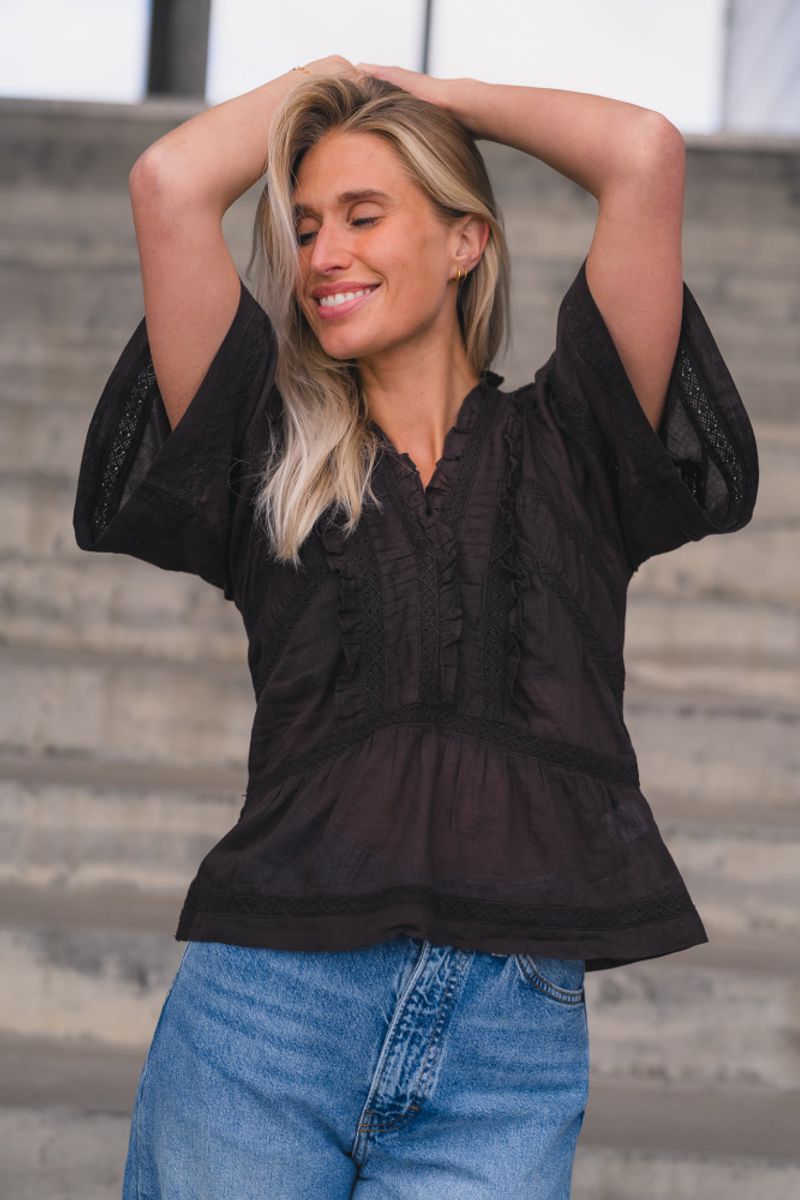 Evienne S Voile Top Dark Brown 