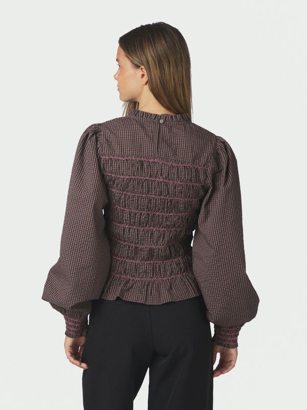 Oliana Check Blouse Dusty Brown 