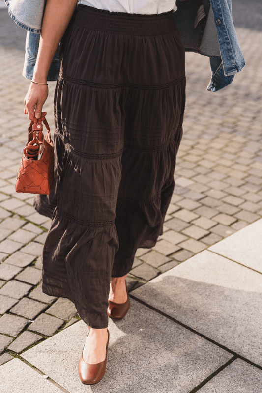 Felicia S Voile Skirt Dark Brown 