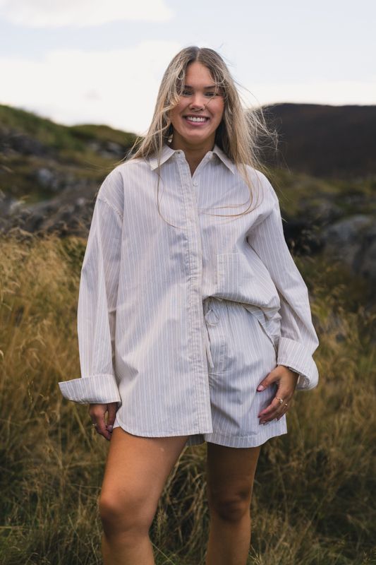 Loose Stripe Shirt Ecru Stripe 