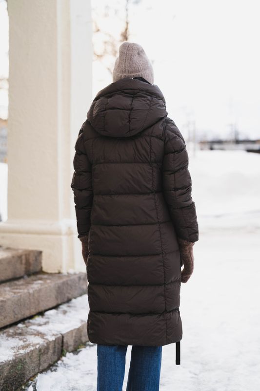 Panda Hooded Down Coat Earth Brown 