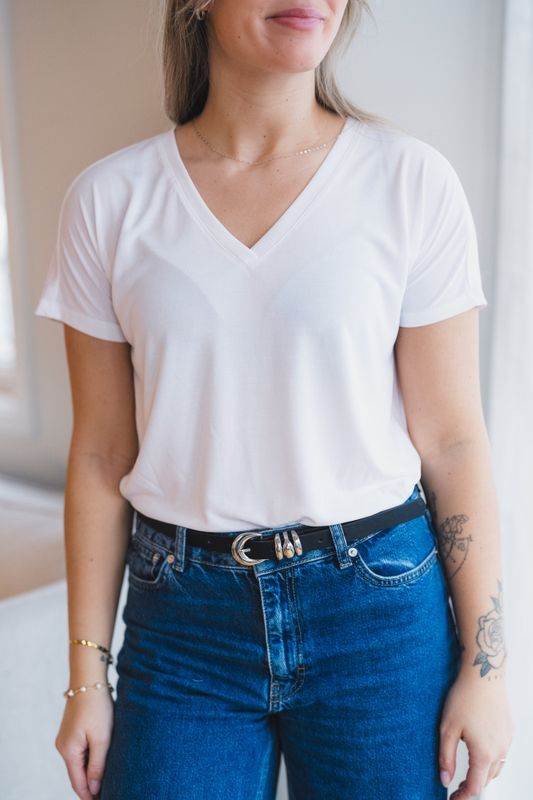 Fenya Modal V Neck Tee Bright White 